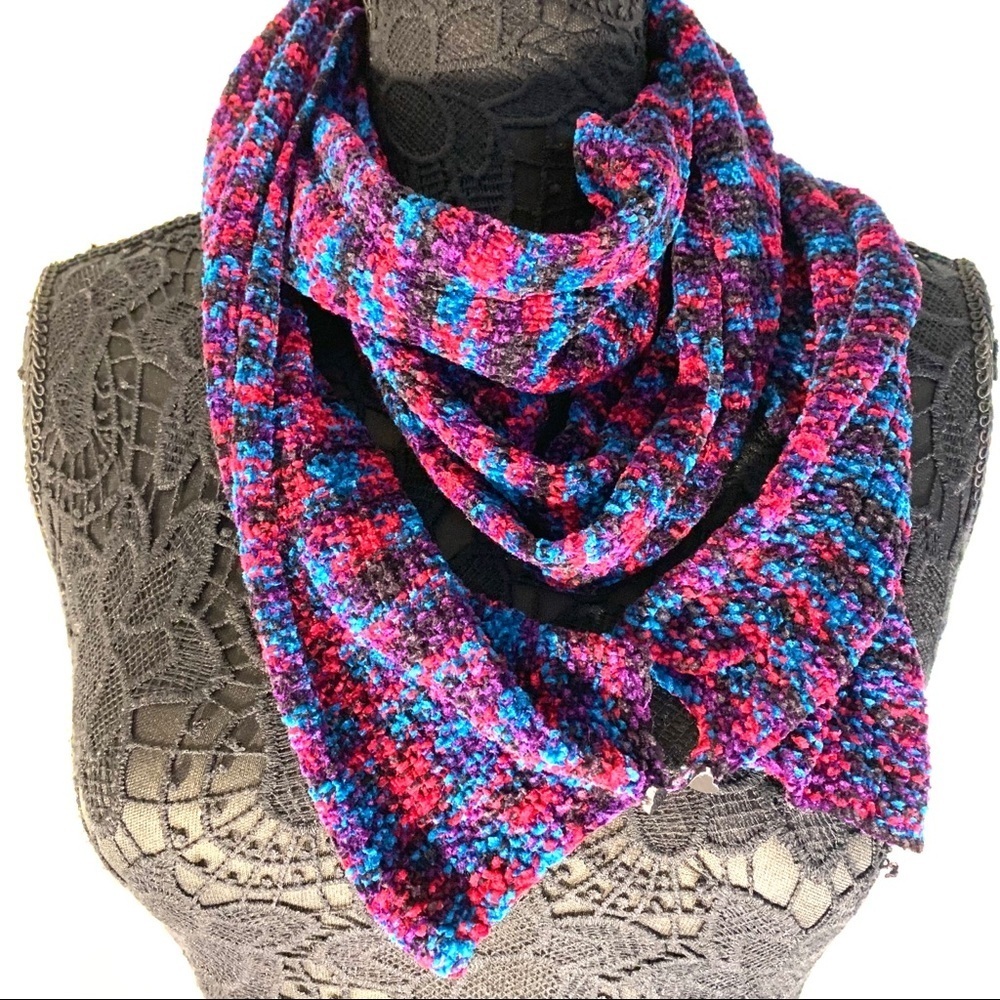 Purple and Turquoise Soft Knit Scarf